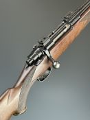 Parker-Hale .243 bolt-action rifle with chequered semi-pistol grip and forend, raised cheek piece,