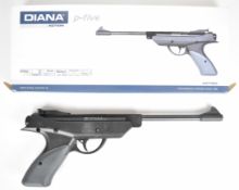 Diana p-five Action .177 target air pistol with textured grip and adjustable sights and trigger,