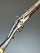 Percussion hammer action 2nd pattern Brunswick rifle with lock stamped '1860 Tower' and with crown