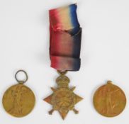 WW1 1914/1915 Star named to S209 Pte T G Groves, Rifle Brigade, Victory Medal named to 315775 Pte
