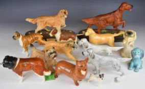 Fourteen Beswick dog figures including several rare matt examples including Cairn, Afghan Hound,