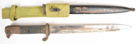 Two German bayonets KS98 with chequered grip and 25.5cm fullered blade stamped 'Weyersberg