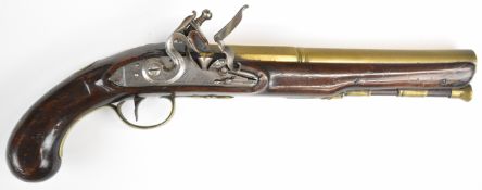 Jeffery of Bristol flintlock Bristol Troop Militia pistol with named lock, line engraved lock,