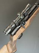 Weihrauch HW100 .177 PCP air rifle with 15 shot magazine, shaped and chequered grip, adjustable