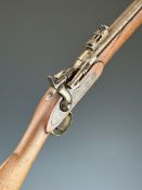 Enfield pattern two band percussion hammer action Snider rifle with lock stamped '1882' and with