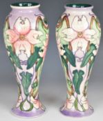 Pair of Moorcroft vases decorated in the Blakeney pattern, dated 2001 to base, H28cm
