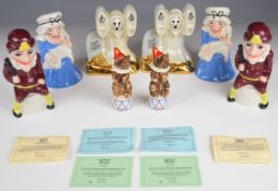 Two Wade Punch, Judy, Toby and RIP Judy sets of four figures, some with certificates and gold bases,
