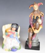 Two Royal Doulton figures The Jester and Sweet Dreams, tallest 27cm