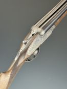 Spanish 12 bore side by side ejector shotgun with engraved sidelock plates, underside, trigger