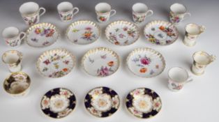 Nymphenburg, Dresden and Coalport wrythen moulded and Batwing pattern tea and coffee ware,