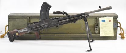 Deactivated British Bren Mk.I .303 light machine gun stamped 'MkI D 1941' to the left side of the