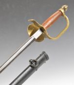 American Civil War senior non commissioned officer's sword with wooden grip, all brass hilt, 72cm