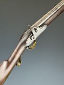 Alfred Clayton percussion hammer action sporting gun with named and engraved lock, engraved hammer