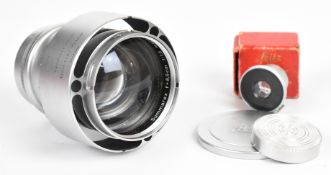 Leitz Summarex screw mount f=8.5cm 1:1.5 camera lens, serial number 823650, circa 1950, with hood,