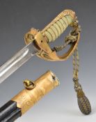 Royal Navy Reserve officer's dress sword with RNR fouled anchor to folding guard, George V cypher to