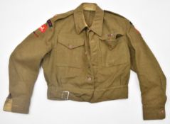 Major Richardson Royal Artillery WW2 battledress jacket with applied mentioned in dispatches oak