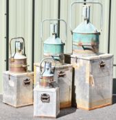 Hampshire County Council set of four Visigauge type copper and brass county standard petrol measures