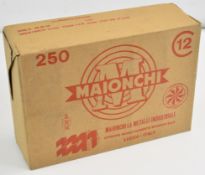 Two hundred and fifty 12 bore Maionchi Steel-Trap 28g 7 shot steel shotgun cartridges, sealed in