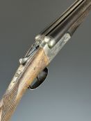 AYA 20 bore side by side shotgun with named and border engraved locks, border engraved underside,