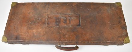 George Gibbs of Bristol leather and brass bound shotgun double shotgun carry case with fitted