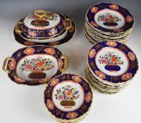 19thC Masons Patent Ironstone dinner service with enamelled Chinoiserie floral decoration