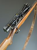 BRNO Model 2 .22 bolt-action rifle with chequered semi-pistol grip, leather sling, multi-shot