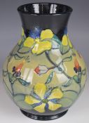 Moorcroft large pedestal vase decorated in the Hypericum pattern, dated 93 to base, H25cm