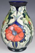 Moorcroft pedestal vase decorated in the Poppy pattern, dated 96 to base, H19.5cm