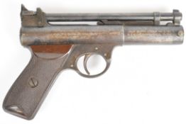 Webley Senior .177 air pistol with named and chequered Bakelite grips and adjustable sights,