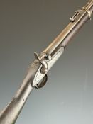 Enfield Lancaster pattern two band percussion hammer action gun with lock stamped with crown over '
