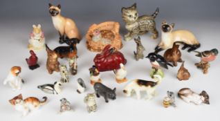 Collection of Beswick / Royal Doulton figures including Cat Band, Swiss Roll kitten, flambé hare,