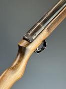 Webley Mark 3 .22 under-lever air rifle with plaque inset to the stock, semi-pistol grip and