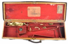 Thomas Horsley & Son leather and brass bound oak shotgun carry case with 'Thomas Horsley & Son Gun