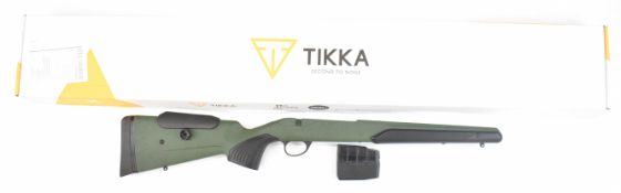 Tikka TX3 Varmint composite rifle stock with textured semi-pistol grip and forend, sling mounts