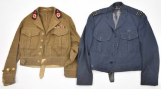 Post WW2 RAF jacket with Wing Commander shoulder stripes, dated 1963, together with a Royal Navy