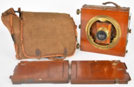 Ensign Empress mahogany plate camera with Thornton Pickard shutter and Ensign Symmetrical F-8