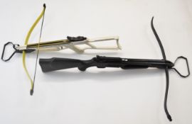 Two Barnett crossbows both with composite stocks, one Banger with white skeleton stock.