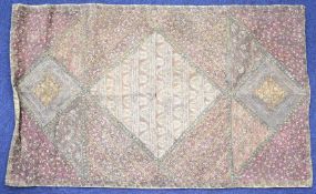 Jewelled wirework embroidery with steel coloured and beads, simulated pearls and continuous