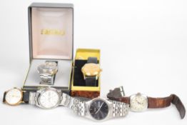 Six gentleman's wristwatches comprising Summit 9ct gold, two Seiko automatic ref. 7009-8028-P in