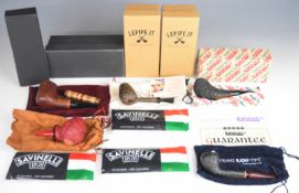 Five mainly Italian smoking pipes including Franz Pipe, Olim, Bluebird, Lorenzo and a cherry red