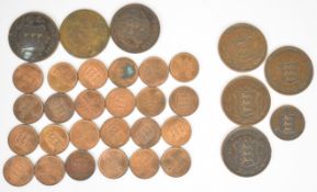 19th and early 20th century Guernsey 1, 2 and 8 Doubles coins from 1864-1911, including low-