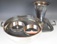 Ralph Lauren plated 'Baxter' flared vase (H28cm), pair of candle holders, pair of large Patchi