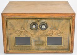 Small safe or similar with vintage Corbin double dial post office box door, W32 x D27 x H20cm