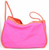 Hermès Lindy pink and red canvas bag, 50 x 35cm