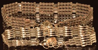 Two 9ct gold gate bracelets, both with heart padlock clasps, 13.4g, 18cm