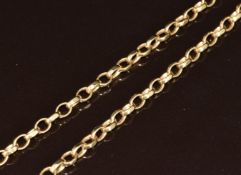 A 9ct gold belcher chain made up of oval links, 17g, 52cm