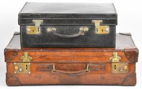 Two vintage leather cases, largest W62 x D38 x H17cm