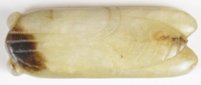 19thC Chinese carved jade figure of a cicada, length 5cm