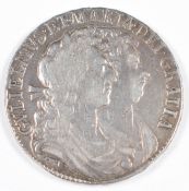 1689 William and Mary halfcrown, first busts and first reverse