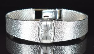 Pierre L'Huillier 18ct white gold ladies wristwatch with black hands and baton hour markers,